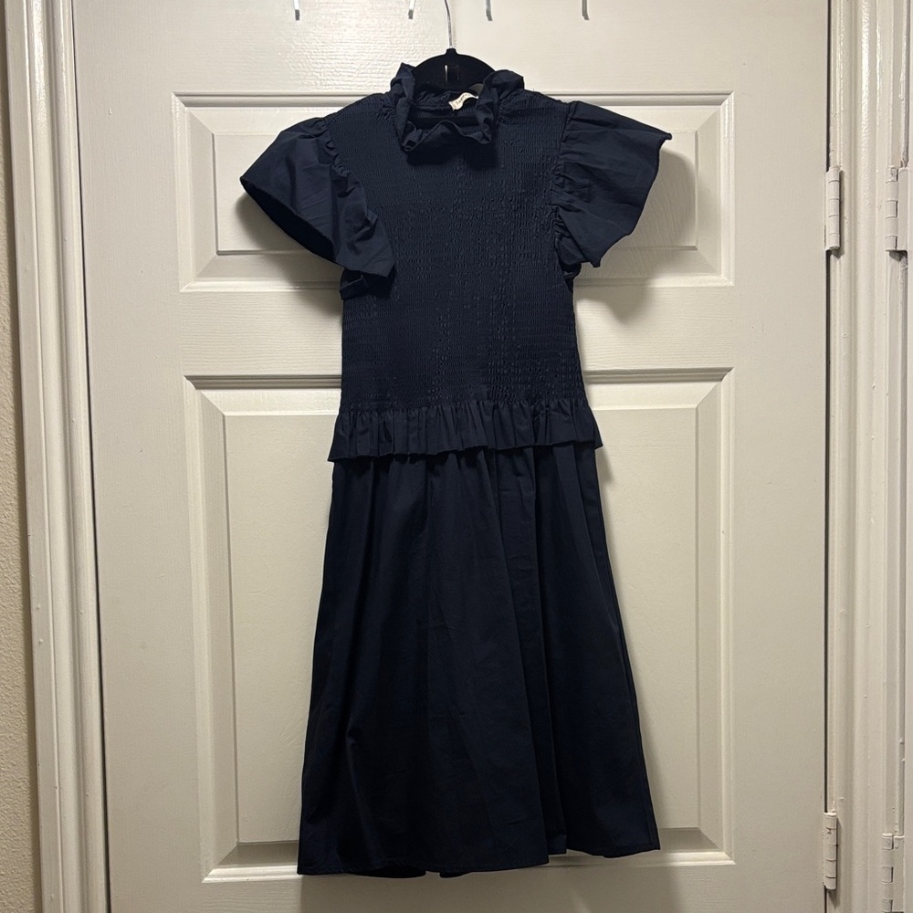 Chic Navy Ruffle Mini Dress
